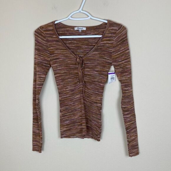 Madewell Space Dyed V Neck Cinched Sweater Size XXS (B12) - Picture 2 of 8